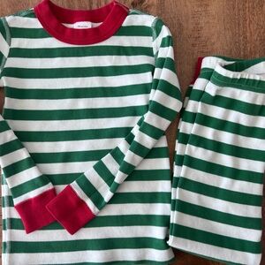 Hanna Andersson Green and Red Striped Pajama Set